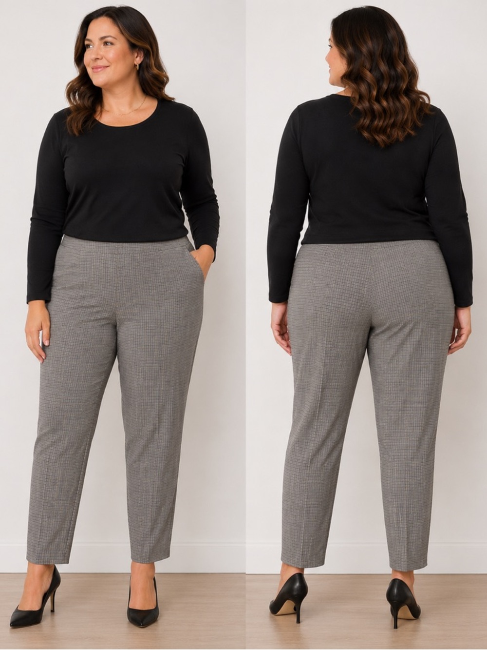 Pari Passu Wool Blend Ankle‎ Pants Size 16 Houndstooth Stretch Workwear
